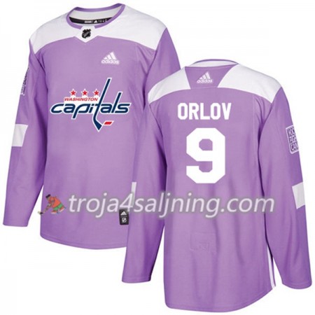 Washington Capitals tröja Dmitry Orlov 9 Adidas 2017-2018 Lila Fights Cancer Practice Authentic - NHL Tröjor Herr